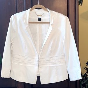 White House Black Market Ecru Bracelet Sleeve Cotton Peplum Jacket